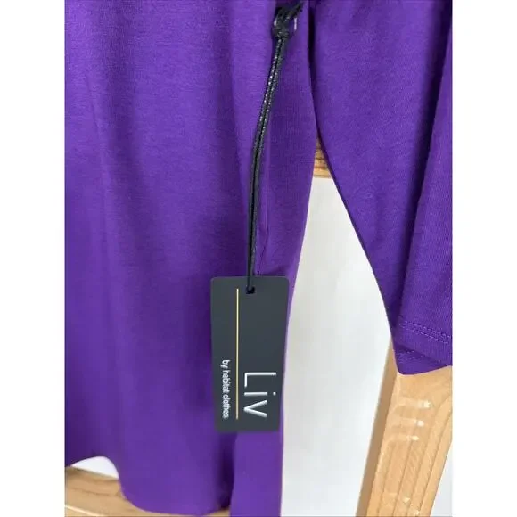 NWT Liv by Habitat Shaped Tee - Purple - V Neck Top #1163 Size XS - Picture 3 of 3